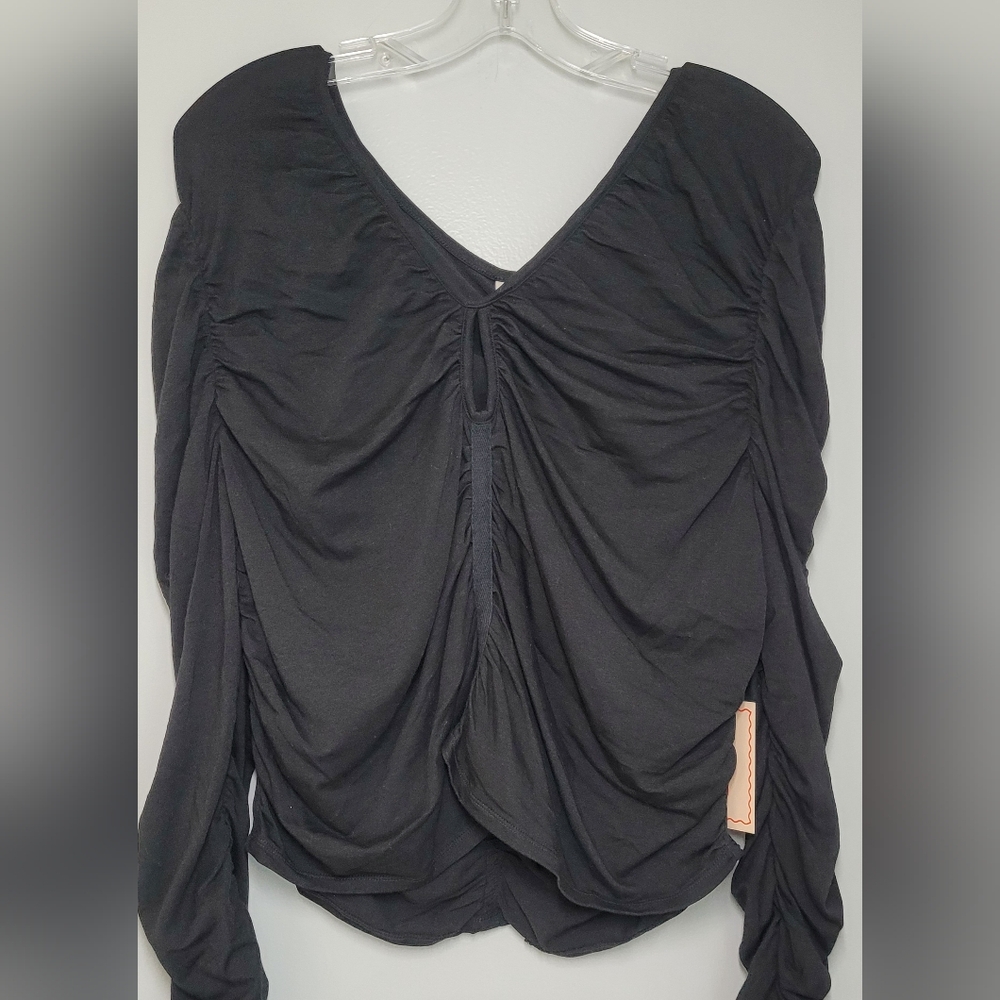 LOVE fool Ruched Front & Back Blouse VNeck 3X